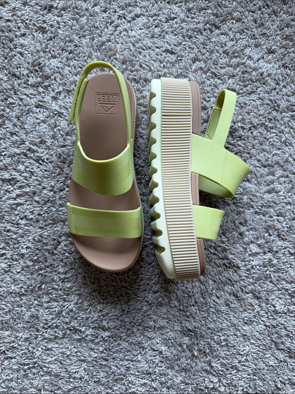 Reef Chunky Platform Slingback Sandals in Lime Green